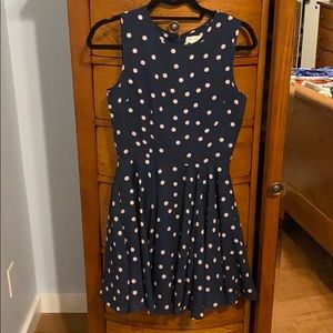 Navy blue and blush polka dot dress